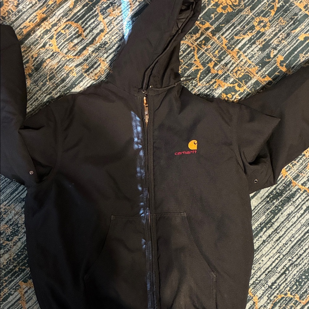 Vintage J21 Carhartt black Jacket with Hood sz Large Tall